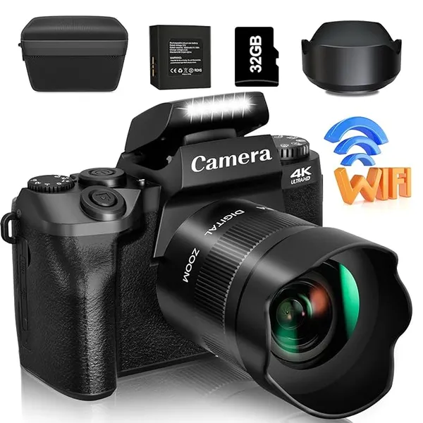 Saneen 4K Digital Camera with 64MP Touchscreen and Vlogging Accessories