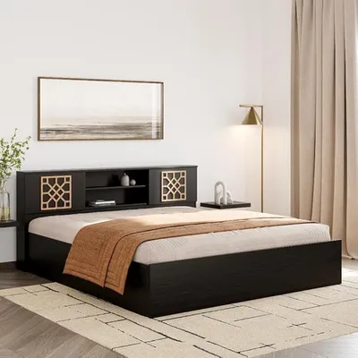 Wakefit King Size Engineered Wood Bed with Storage - Algol - Wenge