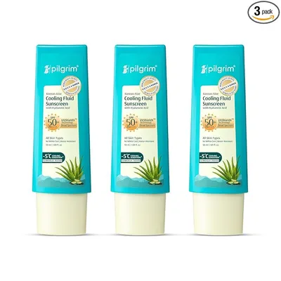Pilgrim Korean Aloe Cooling Fluid Sunscreen SPF 50+ PA++++ (Pack of 3)