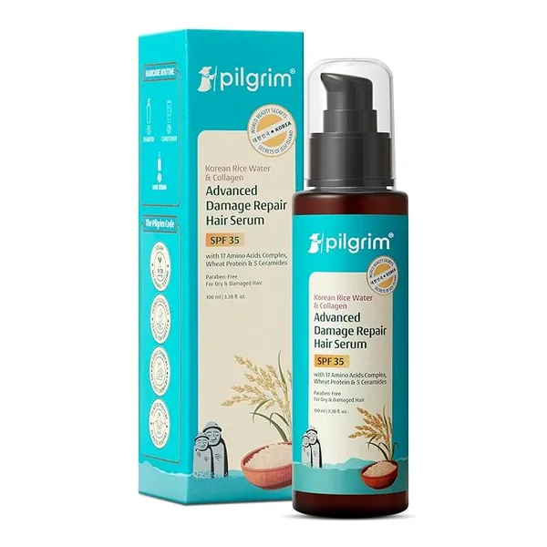 Pilgrim Korean Rice Water & Collagen Advanced Damage Repair Hair Serum SPF 35