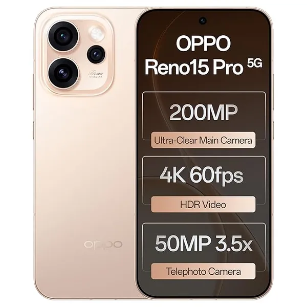 Oppo Reno15Pro 5G (Sunset Gold, 12GB RAM, 512GB Storage)