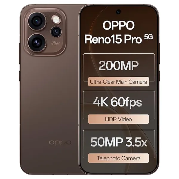 Oppo Reno15Pro 5G (Cocoa Brown, 12GB RAM, 256GB Storage)