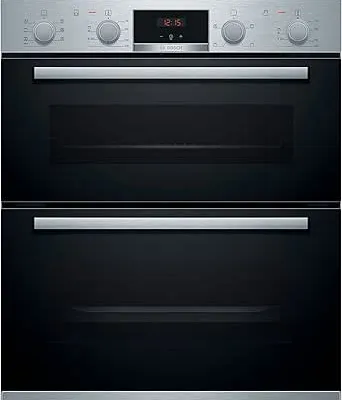 Bosch Home & Kitchen Appliances Bosch Series 4 NBS533BS0B Built-Under Oven with Pop out controls, EcoClean Direct coating, 2 universal slim pans, Integrated, Stainless Steel