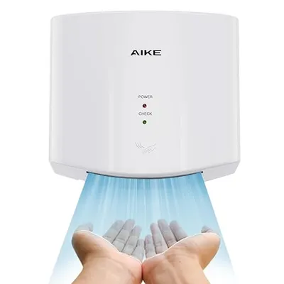 AIKE Air Wiper Compact Hand Dryer, High-Speed Drying, 1400W 220V, Plug & Go, Paperless Touchless for Public Bathroom, AK2630S (White)