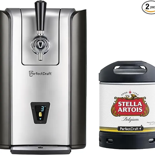 PerfectDraft Pro Home Beer Cooler and Dispenser System and Stella Artois Keg