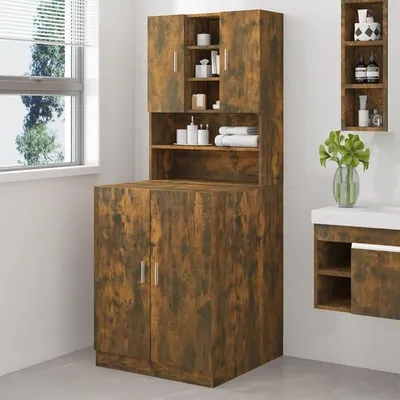 Household Appliance Accessories-Washing Machine Cabinet Smoked Oak Engineered Wood-Home & Garden