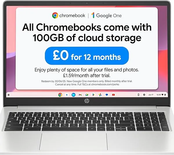 HP Chromebook 15a-na0005sa 15.6" Laptop | Intel Celeron N4500 | 4GB RAM | 128GB eMMC