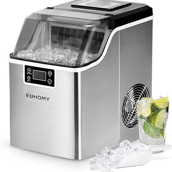 EUHOMY Ice Cube Maker Machine Countertop-2 Ways to Add Water, 24kg/Day, 24 Pcs Ready in 13 Mins, Self-Cleaning Portable ice maker with Ice Scoop & Basket, Perfect for Home/Kitchen/Office/Bar
