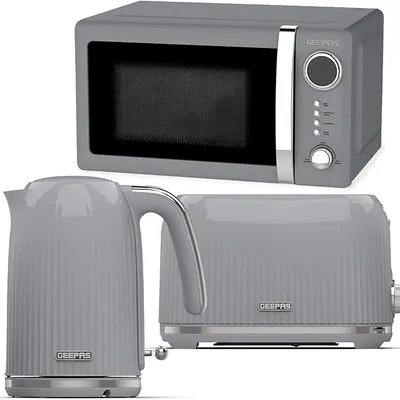 GEEPAS Kitchen Set - Digital Microwave, Kettle and 2 Slice Toaster, 700W Microwave, 3000W Kettle