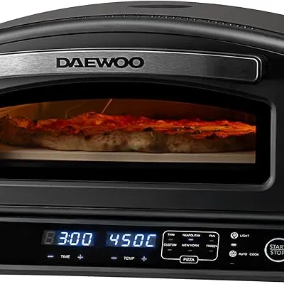 Daewoo 12 Inch Electric Pizza Oven For Indoor Use, With A Viewing Window And Internal Light, Easy Controls And Pre-Sets, Complete Pizza Making Set Included