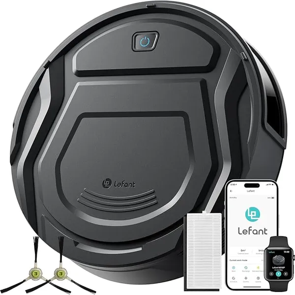 Lefant M210 Pro+ Robot Vacuum Cleaner - 4000Pa Strong Suction, PreciSense Obstacle Avoidance, Mini & Quiet, 200 Mins Runtime, Self-Charging, for Pet Hair/Hard Floors, Black