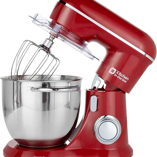 Kitchen in the box Stand Mixer, 6L Electric Food Mixer with 10 Speeds, 1300W Kitchen Appliance for Home Baking, Colorful Design Baking Tool for Bread Dough Cake with Dough Hook, Whisk, Beater (Red)