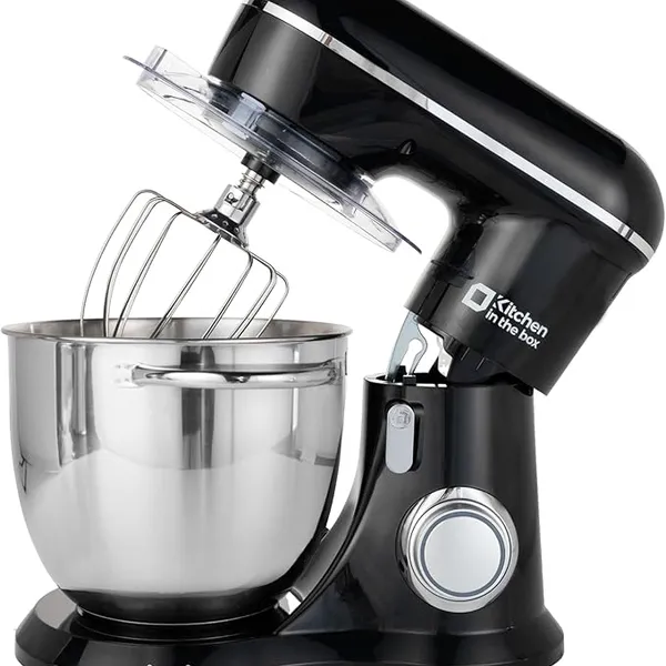Kitchen in the box Stand Mixer, 6L Electric Food Mixer with 10 Speeds, 1300W Kitchen Appliance for Home Baking, Colorful Design Baking Tool for Bread Dough Cake with Dough Hook, Whisk, Beater (Black)