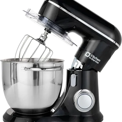 Kitchen in the box Stand Mixer, 6L Electric Food Mixer with 10 Speeds, 1300W Kitchen Appliance for Home Baking, Colorful Design Baking Tool for Bread Dough Cake with Dough Hook, Whisk, Beater (Black)