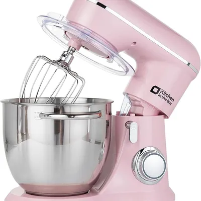 Kitchen in the box Stand Mixer, 6L Electric Food Mixer with 10 Speeds, 1300W Kitchen Appliance for Home Baking, Colorful Design Baking Tool for Bread Dough Cake with Dough Hook, Whisk, Beater (Pink)
