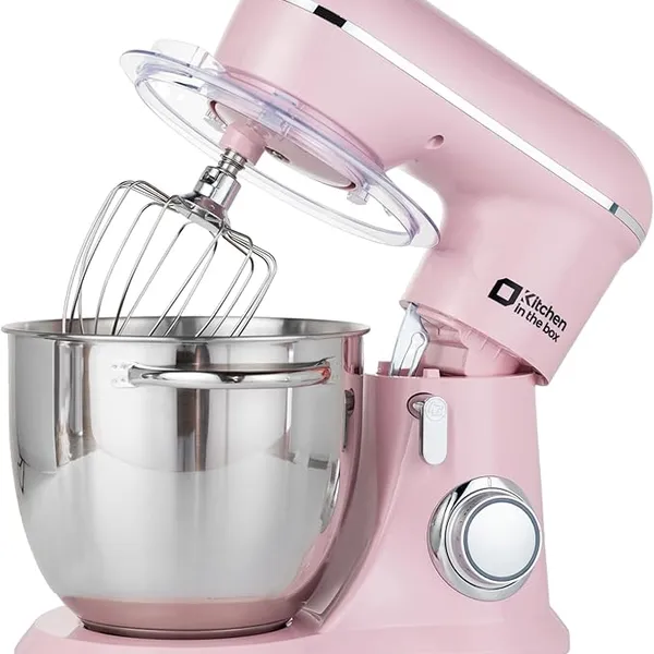 Kitchen in the box Stand Mixer, 6L Electric Food Mixer with 10 Speeds, 1300W Kitchen Appliance for Home Baking, Colorful Design Baking Tool for Bread Dough Cake with Dough Hook, Whisk, Beater (Pink)