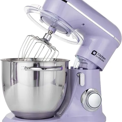 Kitchen in the box Stand Mixer, 6L Electric Food Mixer with 10 Speeds, 1300W Kitchen Appliance for Home Baking, Colorful Design Baking Tool for Bread Dough Cake with Dough Hook, Whisk, Beater (Purple)