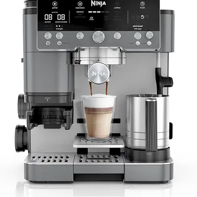Ninja Luxe Premier 3-in-1 Coffee Machine, Latte, Cappuccino, Cold Brew & Espresso Maker With Built in Bean Grinder & Milk Frother, Easy to Use, 4 Automated Froth Presets, Gun Metal ES601UKGM