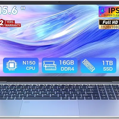 Auusda 15.6" FHD Laptop, Intel N-Series Quad-Core, 16GB RAM, 1TB SSD, UK Keyboard