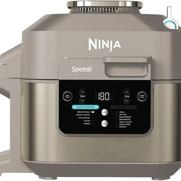 Ninja Speedi 12-in-1 Multi-Cooker, Air Fryer and Slow Cooker, 5.7L Cooking Pot, Meals for 4 in Minutes, Air Fry, Steam, Grill, Bake, Roast, Sear, Slow Cook and More, Stone Gold ON500UKSTGD