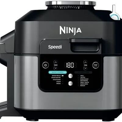 Ninja Speedi 12-in-1 Multi-Cooker, Air Fryer and Slow Cooker, 5.7L Cooking Pot, Meals for 4 in Minutes, Air Fry, Steam, Grill, Bake, Roast, Sear, Slow Cook and More, Grey ON500UK