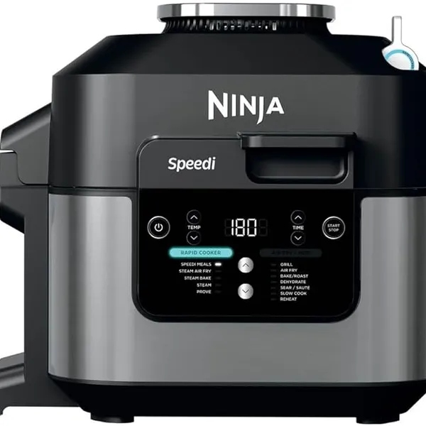 Ninja Speedi 12-in-1 Multi-Cooker, Air Fryer and Slow Cooker, 5.7L Cooking Pot, Meals for 4 in Minutes, Air Fry, Steam, Grill, Bake, Roast, Sear, Slow Cook and More, Grey ON500UK