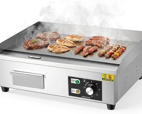 Commercial Electric Griddle 3000W, 54.5cm Large Flat Top Teppanyaki Grill, Stainless Steel Countertop Griddle with Adjustable Thermostat 50-300°C for Home & Commercial Use