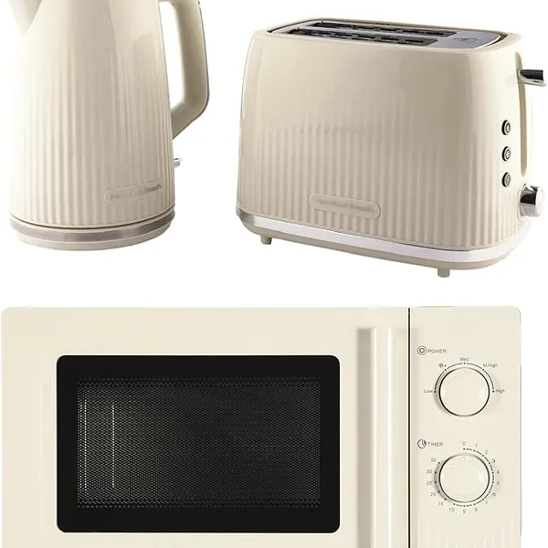 Hamilton Beach Kettle Toaster Microwave Set, Miami, Kettle, 1.7L, Toaster 2 Slice, Kettle & Toaster Set, Microwave Oven, 20L, Manual Controls, 800W, Kitchen Set, Sand - HBMIAKSS