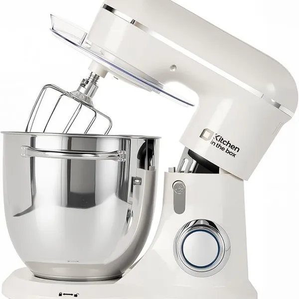 Kitchen in the box Stand Mixer, 6L Electric Food Mixer with 10 Speeds, 1300W Kitchen Appliance for Home Baking, Colorful Baking Tool for Bread Dough Cake with Dough Hook, Whisk, Beater (Grey White)