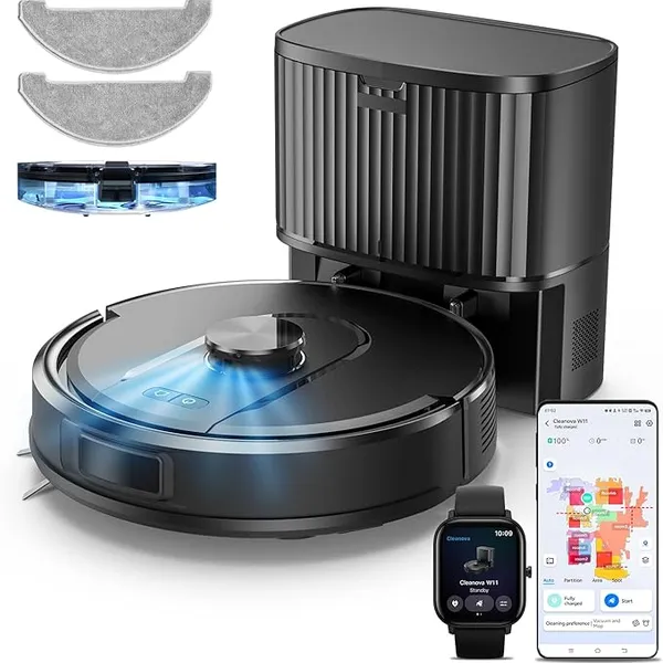 Vexilar Self-Emptying Robot Vacuum Cleaner with Mop, Laser Navigation, Up to 60 Days of Hands-Free Cleaning, 180 Mins Runtime, Strong 10000Pa Suction Robot Vacuum to Clean Floors, Carpets, Pet Hair