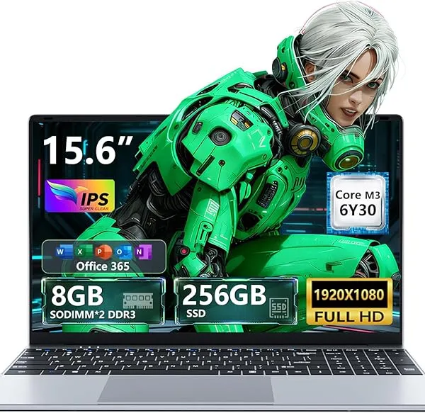 Txxren 15.6-Inch Business Notebook, Intel Core M3-6Y30, 8GB RAM, 256GB SSD, Windows 11 Pro