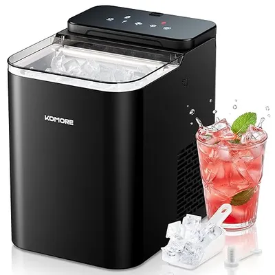 Ice Maker Machine Touch Screen, Ice Machine 1.95L,16 Square Cubes in 11 Mins, 15KG/24H, 3 Ice Sizes, Self-Cleaning Ice Cube Maker With Scoop, Basket & Drain Plug for Home/Office/Party/Bar