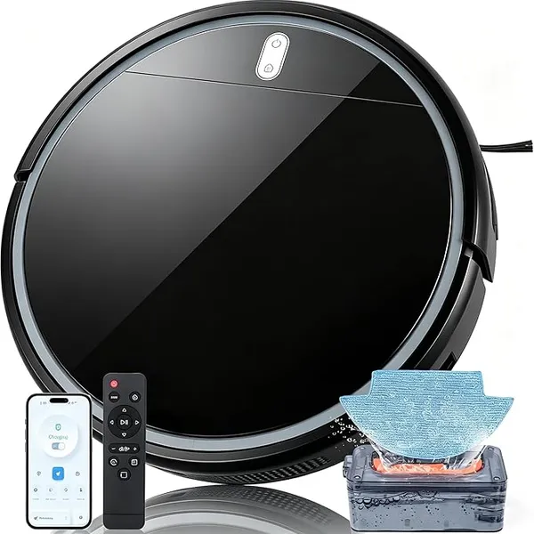 5000Pa Robot Vacuum Cleaner with Mop Self Charging, Robotic Vacuum with Lidar Navigation, 3 in 1 Sweep & Vacuum & Mop Robot with Smart Mapping Robot, APP/Remote/Voice/Button Control, 180 Mins Runtime