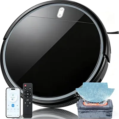 5000Pa Robot Vacuum Cleaner with Mop Self Charging, Robotic Vacuum with Lidar Navigation, 3 in 1 Sweep & Vacuum & Mop Robot with Smart Mapping Robot, APP/Remote/Voice/Button Control, 180 Mins Runtime