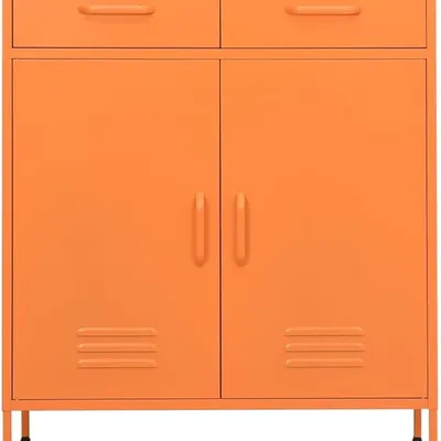 Sturdy Steel Cabinet with Shelves and Drawers for Home Organization Storage Furniture Multimedia Appliance Storage Unit Orange 80x35x101.5 cm