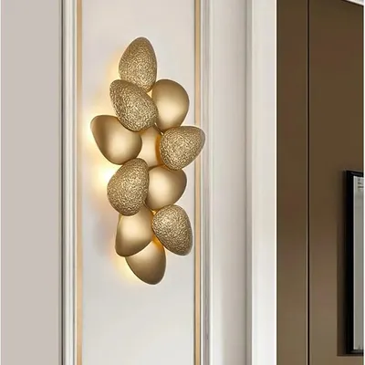 Wall lamp, Modern Gold Pebbles LED Wall Lamp 2025 Home Decor Appliance Bedroom Living Room Sconce(B,White)