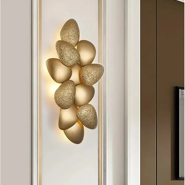 Wall lamp, Modern Gold Pebbles LED Wall Lamp 2025 Home Decor Appliance Bedroom Living Room Sconce(B,White)