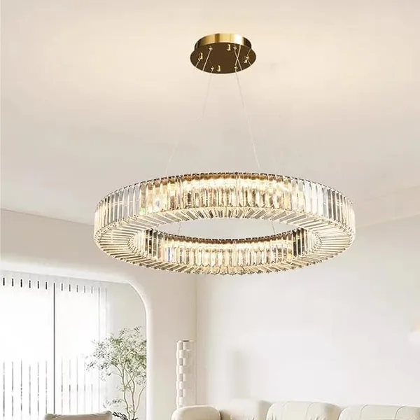 Postmodern Crystal Round Ceiling Chandelier Luxury Home Appliance Lustre Hanging Lamps Above Living Room Bedroom