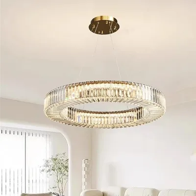 Postmodern Crystal Round Ceiling Chandelier Luxury Home Appliance Lustre Hanging Lamps Above Living Room Bedroom