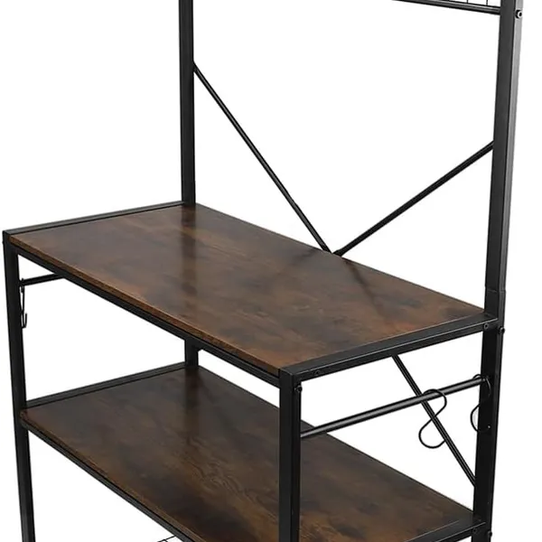 Layered Organizer Shelf, Metal Frame Storage Shelving Unit with Multiple Compartments for Microwave Oven Home Appliances Kitchen Storage