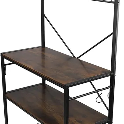 Layered Organizer Shelf, Metal Frame Storage Shelving Unit with Multiple Compartments for Microwave Oven Home Appliances Kitchen Storage