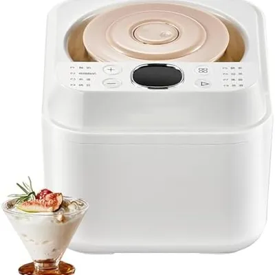 Yogurt Maker - Energy Efficient PTC Heating for Homemade Greek Yogurt, Includes Glass Jars for Healthy Living Kitchen Appliance