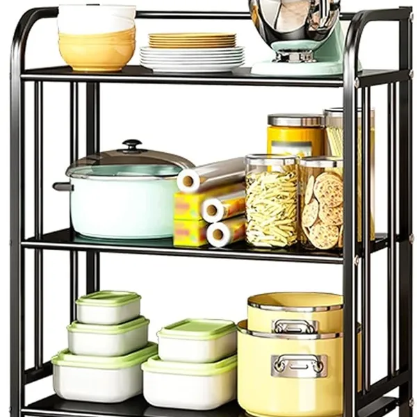 3-Tier Rolling Microwave Cart - Space-Saving Kitchen Utility Shelf for Microwave Spices & Small Appliances - Mobile Storage Solution for Home & Office nization