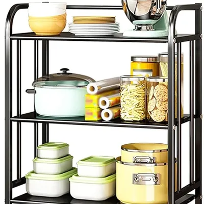 3-Tier Rolling Microwave Cart - Space-Saving Kitchen Utility Shelf for Microwave Spices & Small Appliances - Mobile Storage Solution for Home & Office nization