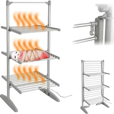 Foldable Heated Electric Clothes Drying Rack, Energy-Saving Home Appliance for Efficient Indoor Drying