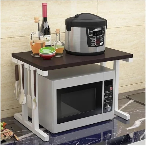 2-Tier Microwave Stand with Printer Shelf Space-Saving Kitchen Sto Rack Multi-Functal nizer for Appliances Perfect for Small Kitchens & Home Offices