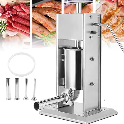 Manual Sausage Stuffer Maker, Vertical Food Processor, 3L Capacity, Kitchen Appliance for Home Use