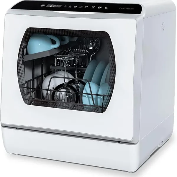Hermitlux Countertop Dishwasher, 5 Washing Programs Portable Dishwasher With 5-Liter Built-in Water Tank For Glass Door
