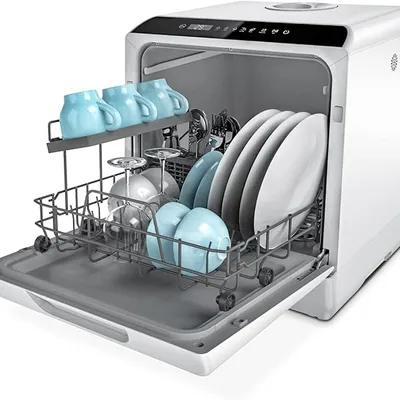 Hermitlux Countertop Dishwasher, 5 Washing Programs Portable Dishwasher With 5-Liter Built-in Water Tank, No Hookup Needed