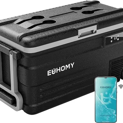 EUHOMY 80QT (75L) Portable 12V/24V DC 100-240V AC Electric Car Refrigerator
